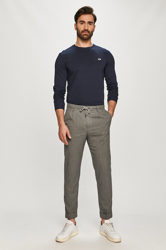 Βαμβακερή μπλούζα με μακριά μανίκια Lacoste TH2040 σκούρο μπλε AW21