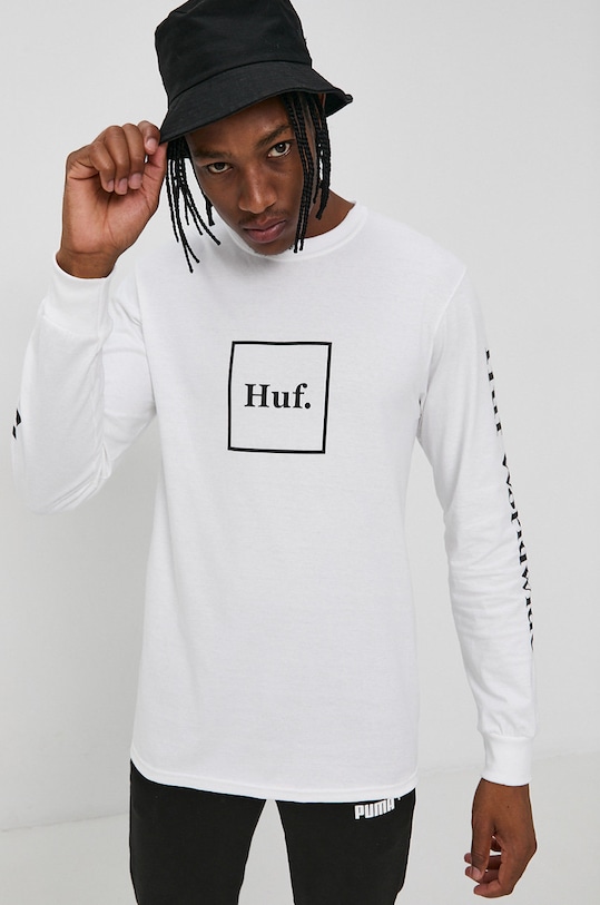 HUF Longsleeve bawełniany biały ts00146