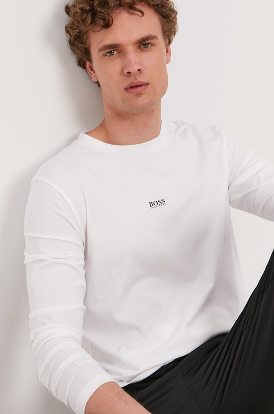 Tričko s dlouhým rukávem Boss Casual s elastanem bílá 50427455
