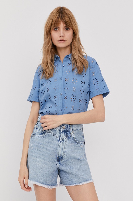 Bavlnená košeľa Pepe Jeans jednofarebný modrá PL303978.545