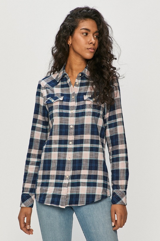 Wrangler - Camasa din bumbac cu modele bleumarin W5N13TXTU