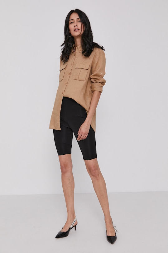 Košeľa United Colors of Benetton jednofarebný béžová 5BML5QB74.193