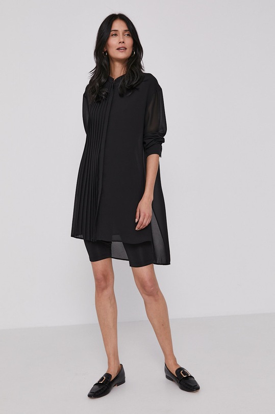 Πουκάμισο Sisley 5AM25QCH7.100 μαύρο SS21