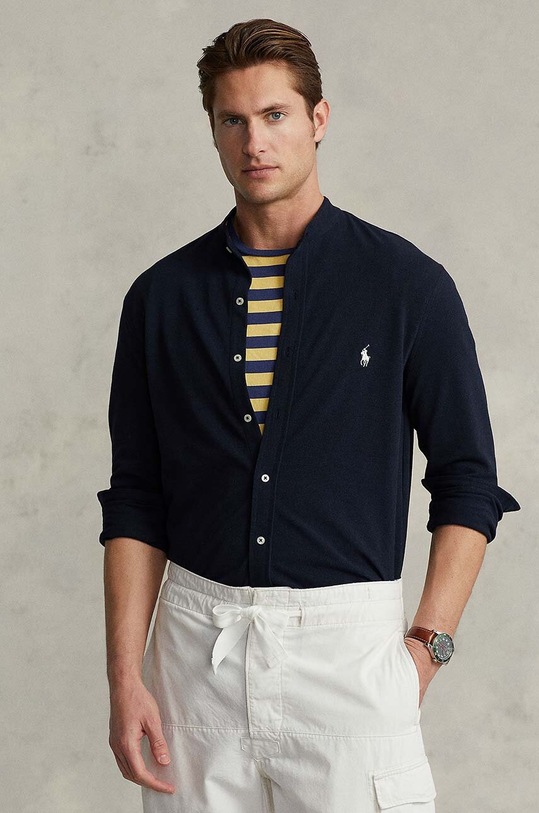 Polo Ralph Lauren - Βαμβακερό πουκάμισο μακρύ σκούρο μπλε 710742468003
