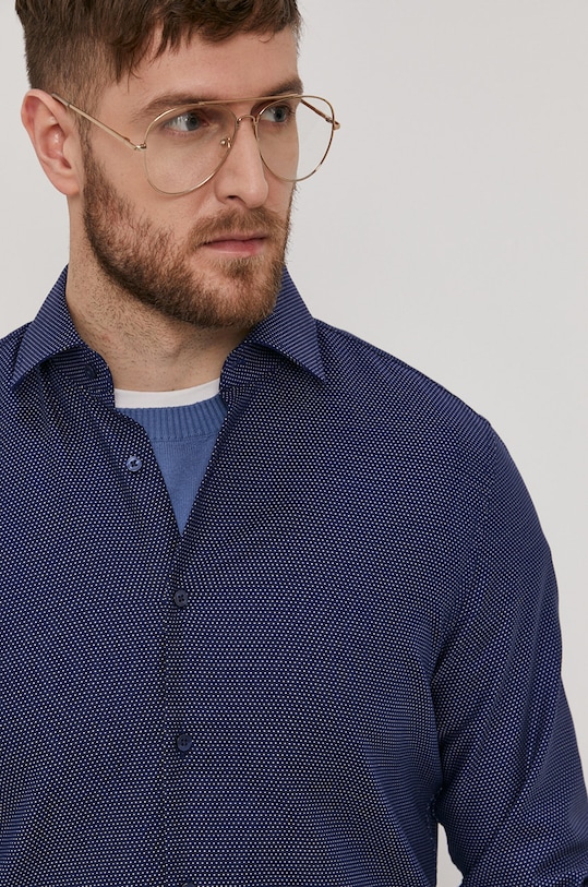 Strellson Koszula bawełniana wzorzyste granatowy 30020131