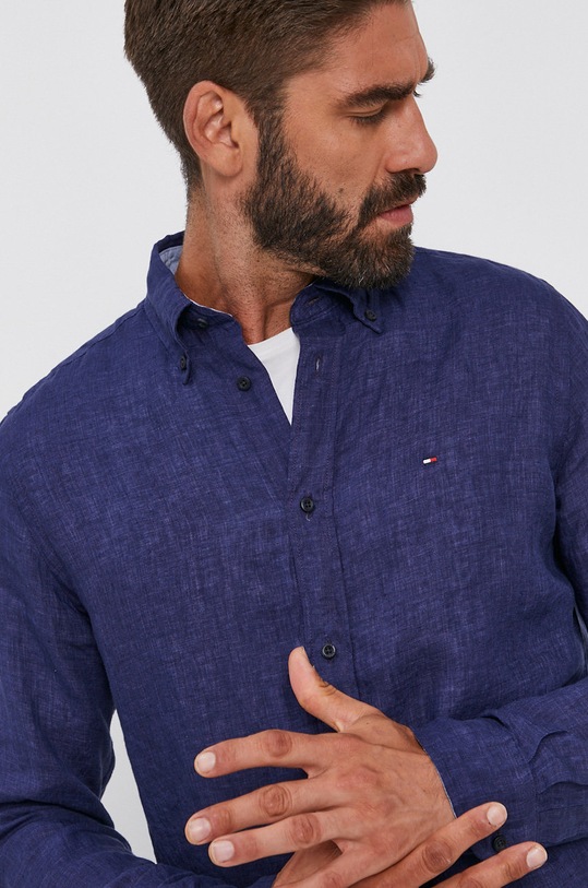 Košeľa Tommy Hilfiger jednofarebný tmavomodrá MW0MW17646.4891