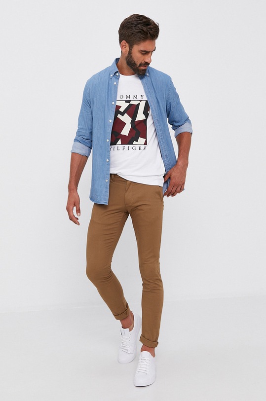 Odzież Tommy Hilfiger Koszula bawełniana jeansowa MW0MW17584.4891 niebieski