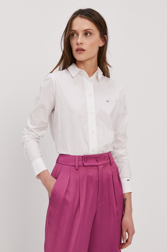 Košeľa Calvin Klein jednofarebný biela K20K202020.4891