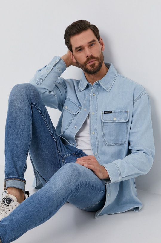 Calvin Klein Jeans Koszula jeansowa J30J318036.4891 bawełna niebieski J30J318036.4891