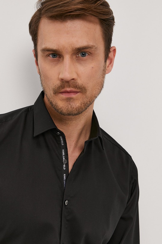 Karl Lagerfeld Cămașă din bumbac lung negru 511699.605103