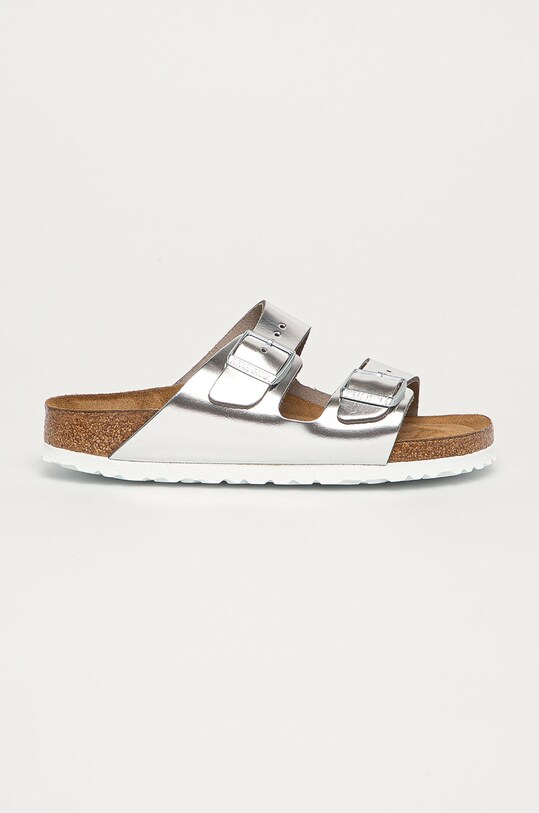 Кожаные шлепанцы Birkenstock Arizona SFB венский серебрянный 1005961