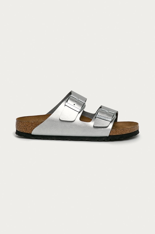 Birkenstock klapki Arizona imitacja skóry licowej srebrny 1012283