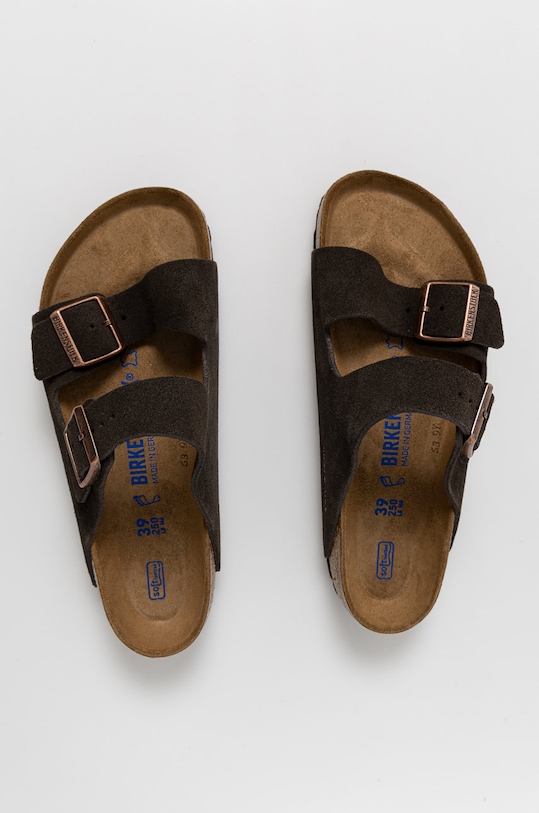 Obuwie Birkenstock Klapki zamszowe Arizona 951311.D brązowy