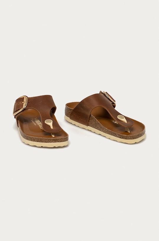 Birkenstock japonki skórzane Gizeh Big Buckle 1018785 brązowy AA00