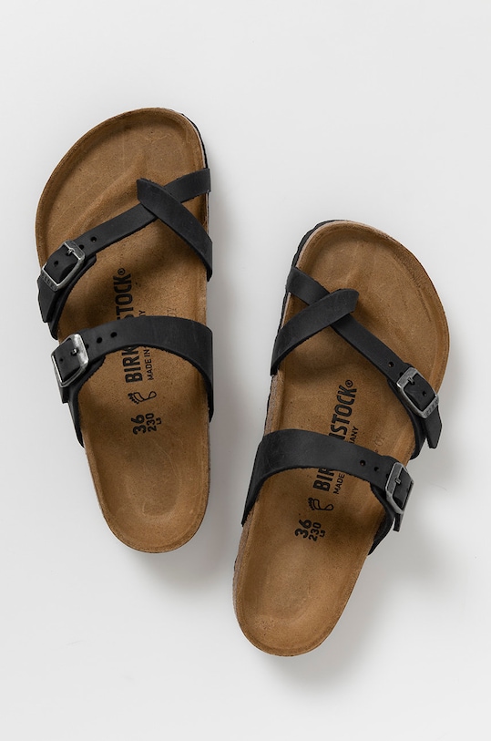 Birkenstock papuci de piele Mayari 171481 negru AA00