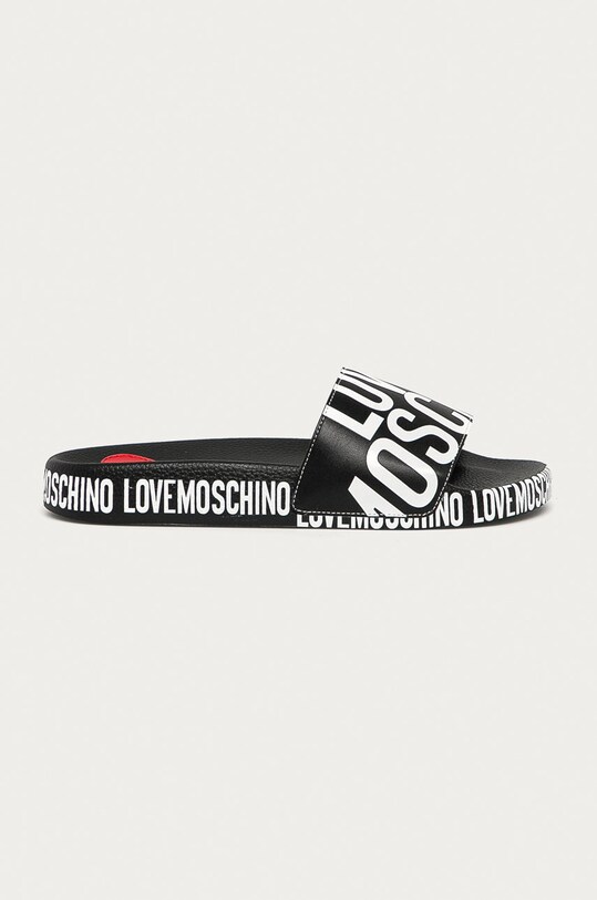 Love Moschino - Klapki imitacja skóry licowej czarny JA28032G1CI12000