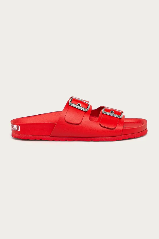 Love Moschino - Klapki skórzane płaski czerwony JA28063G1CIA0500