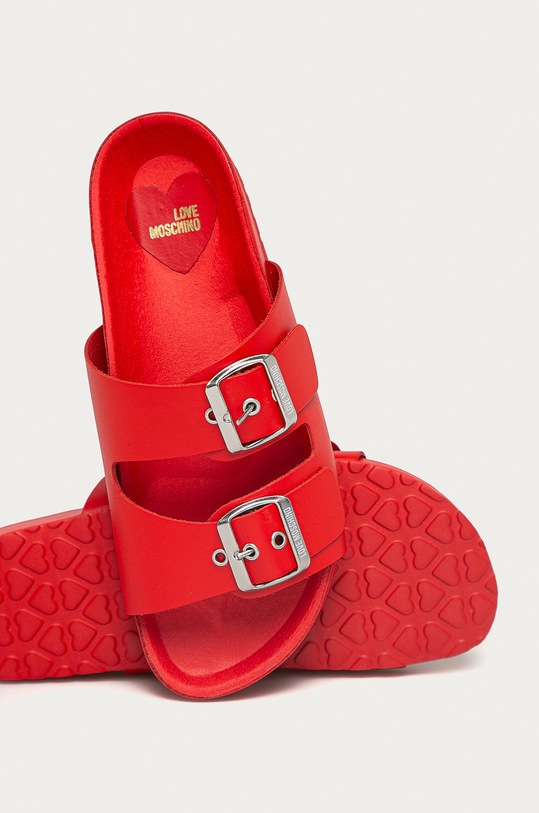 Love Moschino - Кожаные шлепанцы красный JA28063G1CIA0500