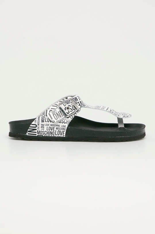 Love Moschino - Japonki skórzane płaski biały JA28133G1CIJ010A