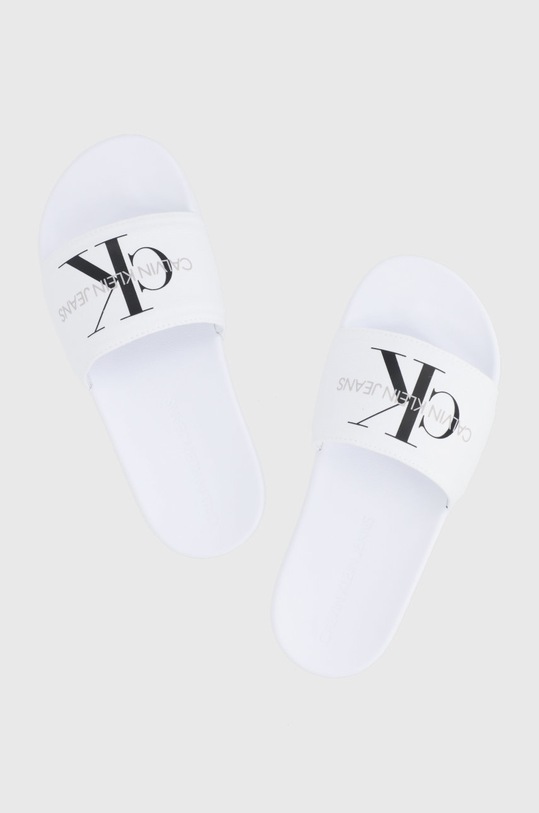 Pantofle Calvin Klein Jeans YW0YW0010302S bílá SS21