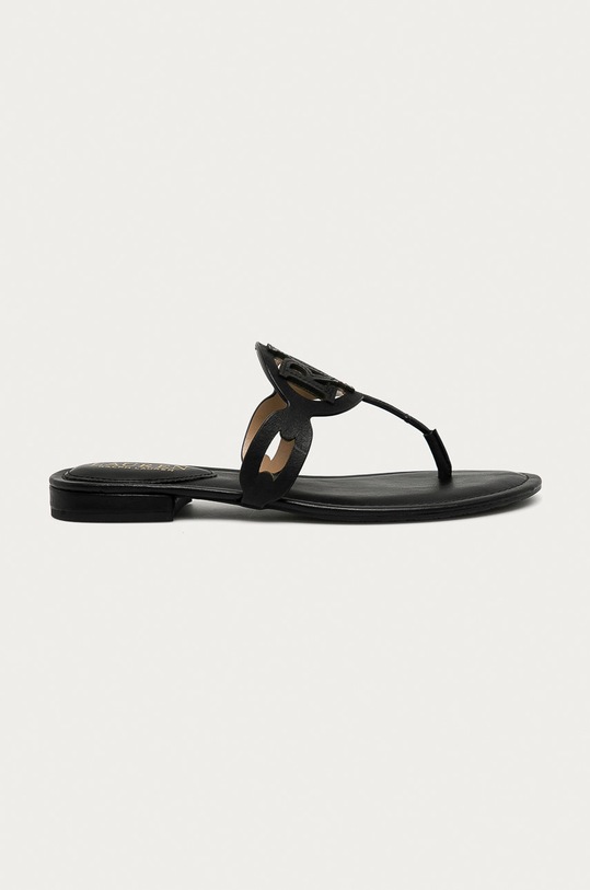 Lauren Ralph Lauren - Kožne japanke ravna crna 802840596001