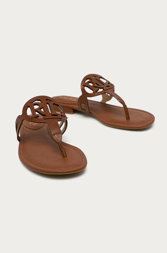 Lauren Ralph Lauren - Kožené žabky 802840596002 hnědá SS21
