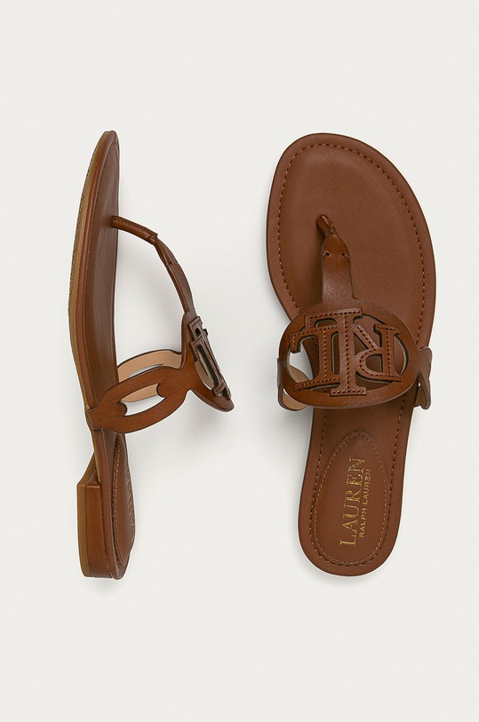 Lauren Ralph Lauren - Kožené žabky 802840596002 hnědá