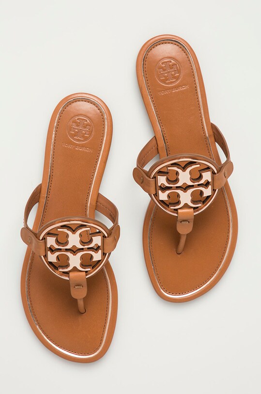 Tory Burch - Δερμάτινες σαγιονάρες καφέ 47617.212