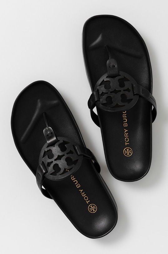 Kožené žabky Tory Burch čierna 81032.004