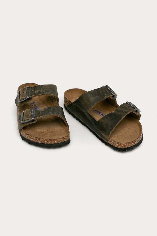 Birkenstock papuci de piele Arizona 1019313 verde SS25