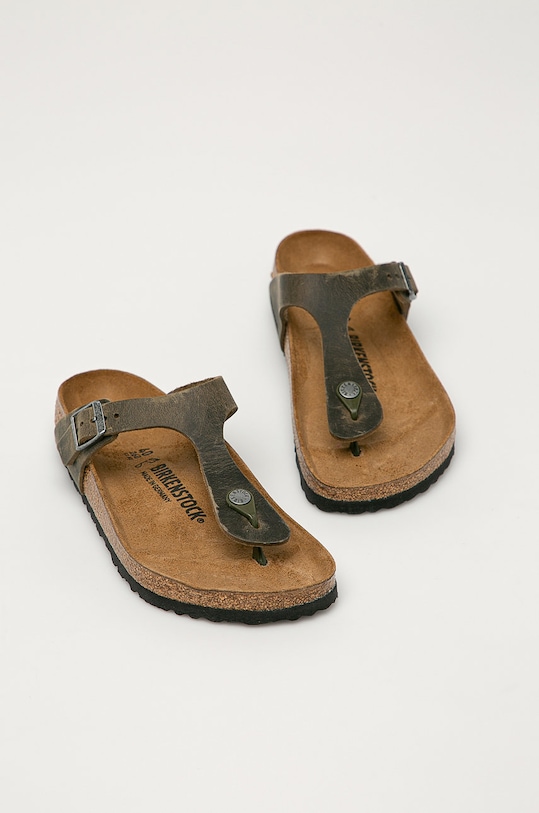 Birkenstock - Japonki skórzane Gizeh 1019327 zielony SS21