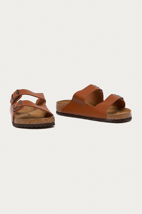 Birkenstock klapki skórzane Arizona 1019019 brązowy AA00
