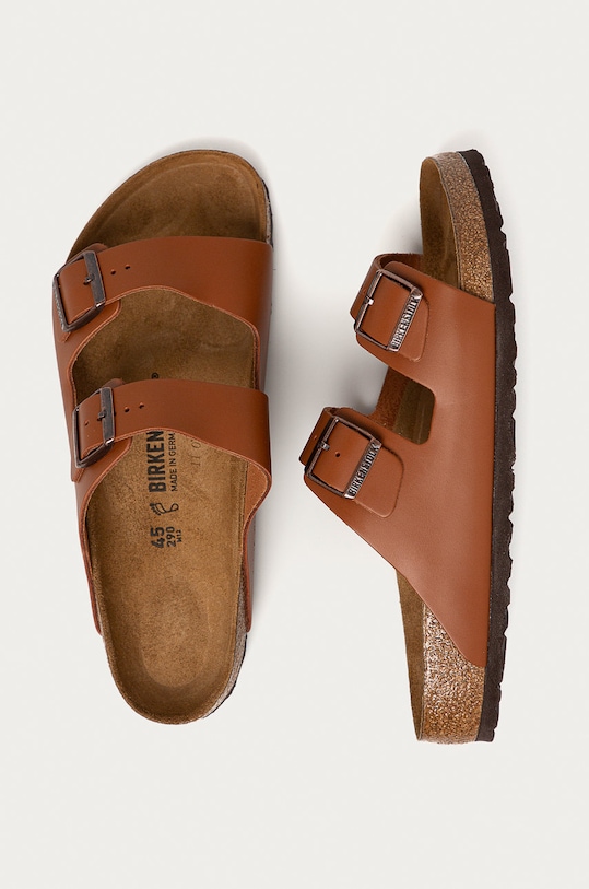 Birkenstock klapki skórzane Arizona brązowy 1019019