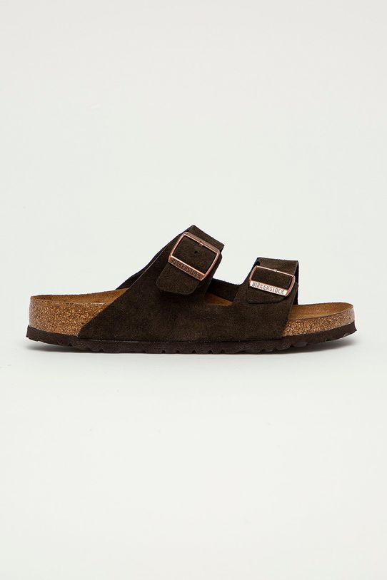 Birkenstock papuci din piele Arizona maro 951311