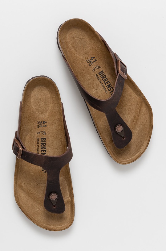 Birkenstock japonki skórzane Gizeh brązowy 743831.M