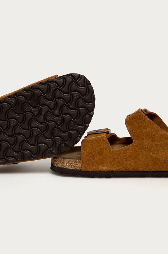 Birkenstock papuci din piele Arizona maro 1009526