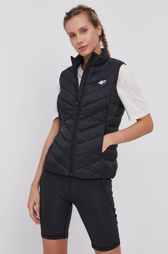 4F Bezrękawnik bez kaptura czarny H4L21.KUDP001