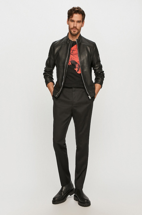 Hugo - Geaca de piele 50449575 negru SS21