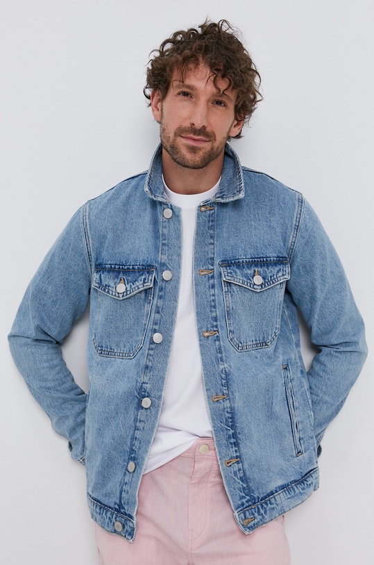 Rifľová bunda Selected Homme bez kapucne modrá 16077248