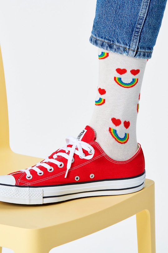 Happy Socks - Sosete Happy Rainbow sosete lungi alb HAR01.1300.M