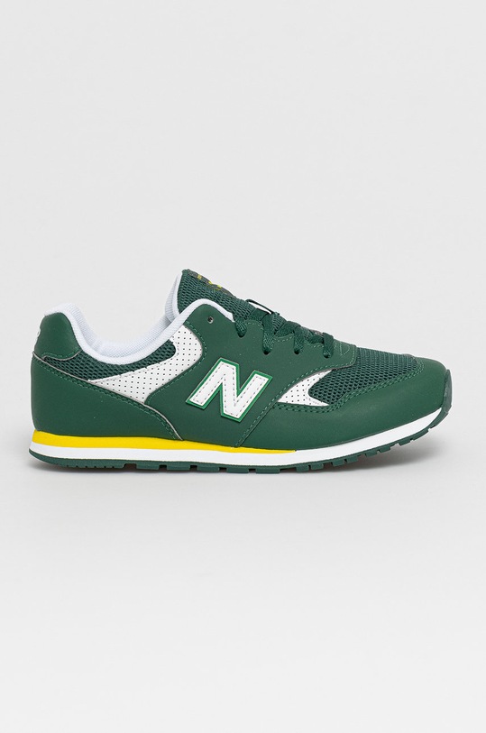 Detské topánky New Balance YC393BGR imitácia kože zelená YC393BGR