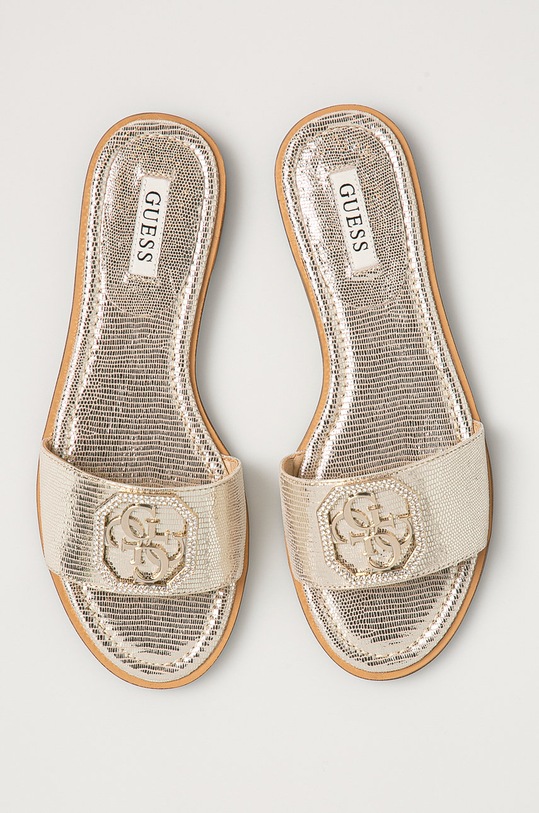 Guess - Kožené šľapky zlatá FL6BTL.LEA19