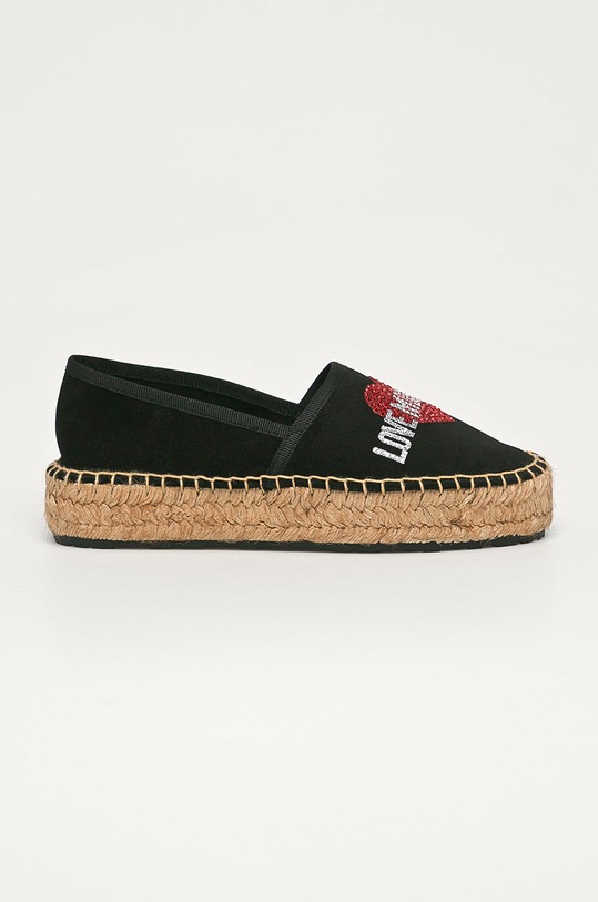 Love Moschino - Semišové espadrilky semišová kůže černá JA10023G1CIF0000