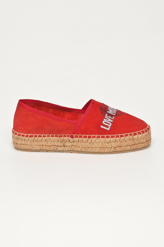 Love Moschino - Semišové espadrilky semišová koža červená JA10023G1CIF0500
