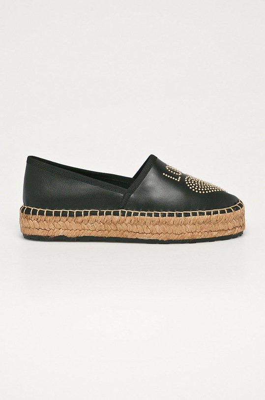 Love Moschino - Espadryle skórzane platforma czarny JA10043G1CIA0000