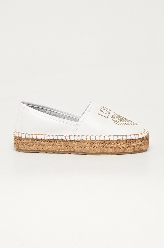 Love Moschino - Espadryle skórzane platforma biały JA10043G1CIA0100