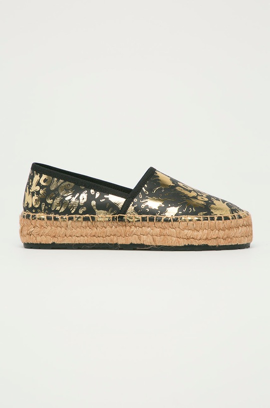 Love Moschino - Espadryle skórzane płaski czarny JA10483G0CJF000A
