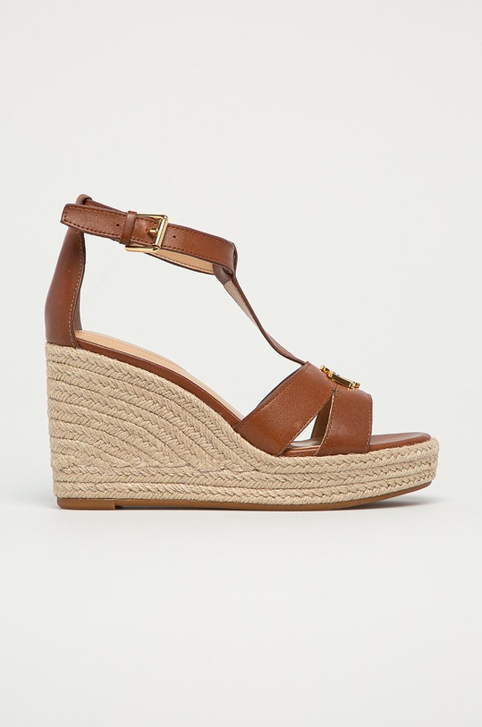 Lauren Ralph Lauren - Δερμάτινα σανδάλια Hale πλατφόρμα καφέ 802774783001