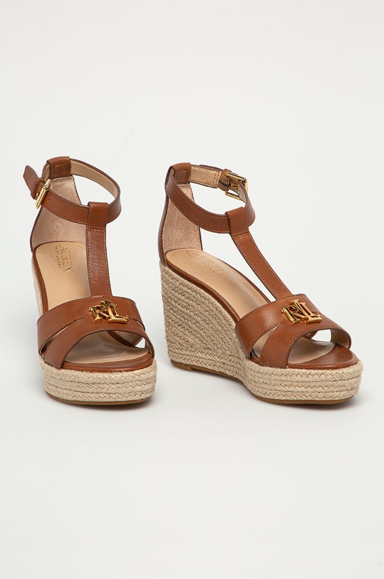 Lauren Ralph Lauren - Δερμάτινα σανδάλια Hale 802774783001 καφέ SS21