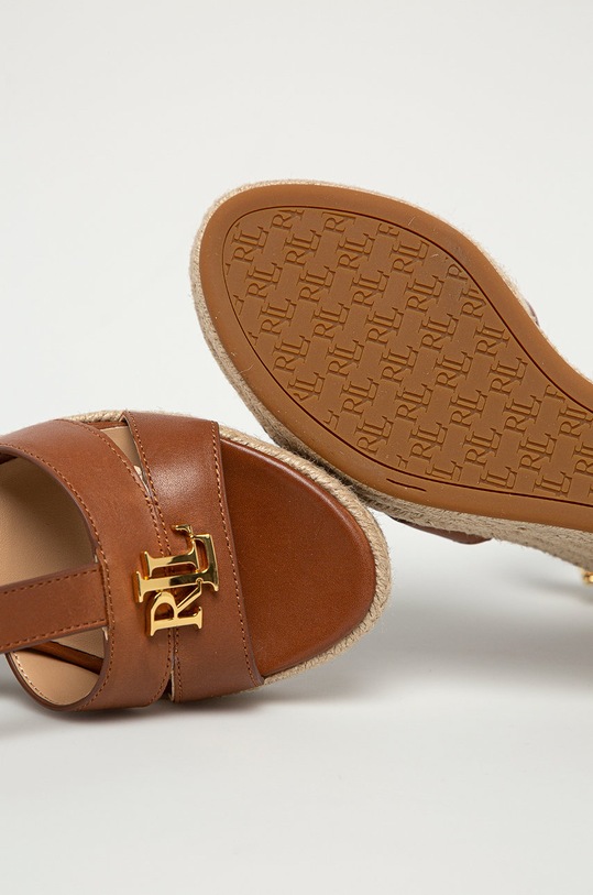 Lauren Ralph Lauren - Δερμάτινα σανδάλια Hale καφέ 802774783001